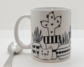 Cats and Cactuses Ceramic Mug 11 oz