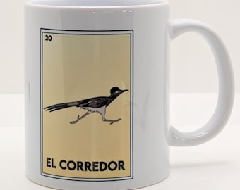 New Mexico Loteria Ceramic Mug - El Correro - The Roadrunner
