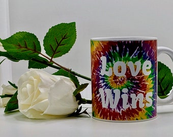 Love Wins Ceramic Mug - Pride - Tie Dye