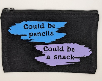Pencil Bag or Snack Bag - Black Canvas bag