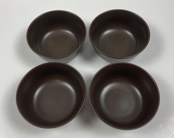 Set of 4 Dark Brown IKEA 10866 Stoneware Cereal / Soup Bowls 5 3/4
