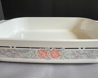 Corning Ware  in Silk and Roses Pattern / Open Baking / Lasagna Pan.
