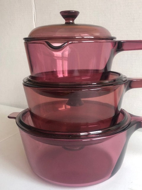 Visions Stove Top Cookware Pots/ Sauce Pan in Desirable Cranberry