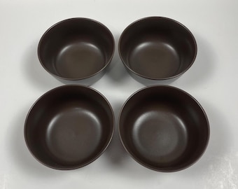 Set of 4 Dark Brown IKEA 10866 Stoneware Cereal / Soup Bowls 5 3/4