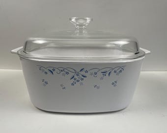 Vintage  Corning Ware  Provincial Blue Pattern 5L Casseroles Dishes