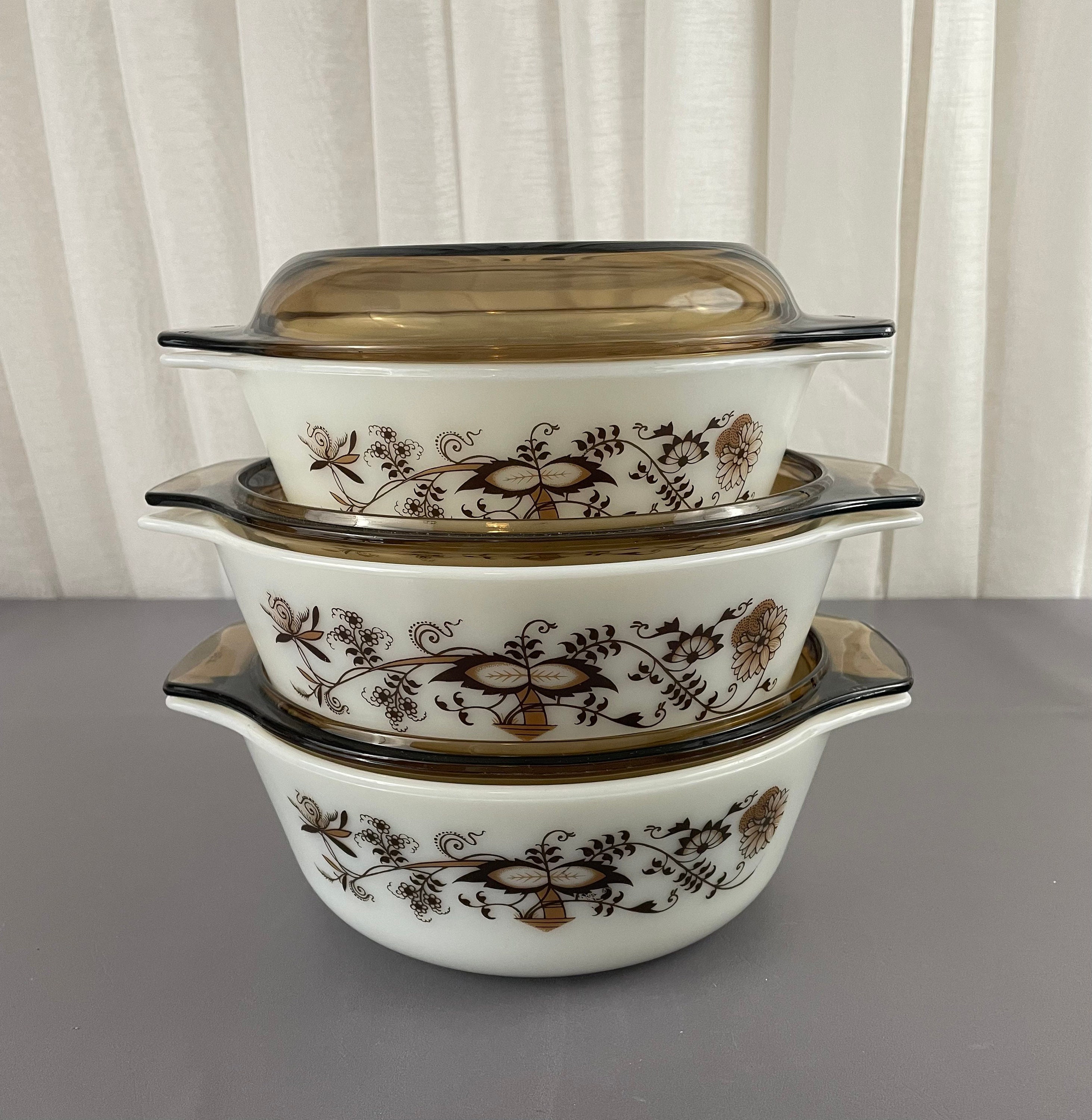 Vintage Jaj Pyrex England Brown Floral Vines Casserole Vintage Jaj Pyrex England Brown Floral Vines Casserole