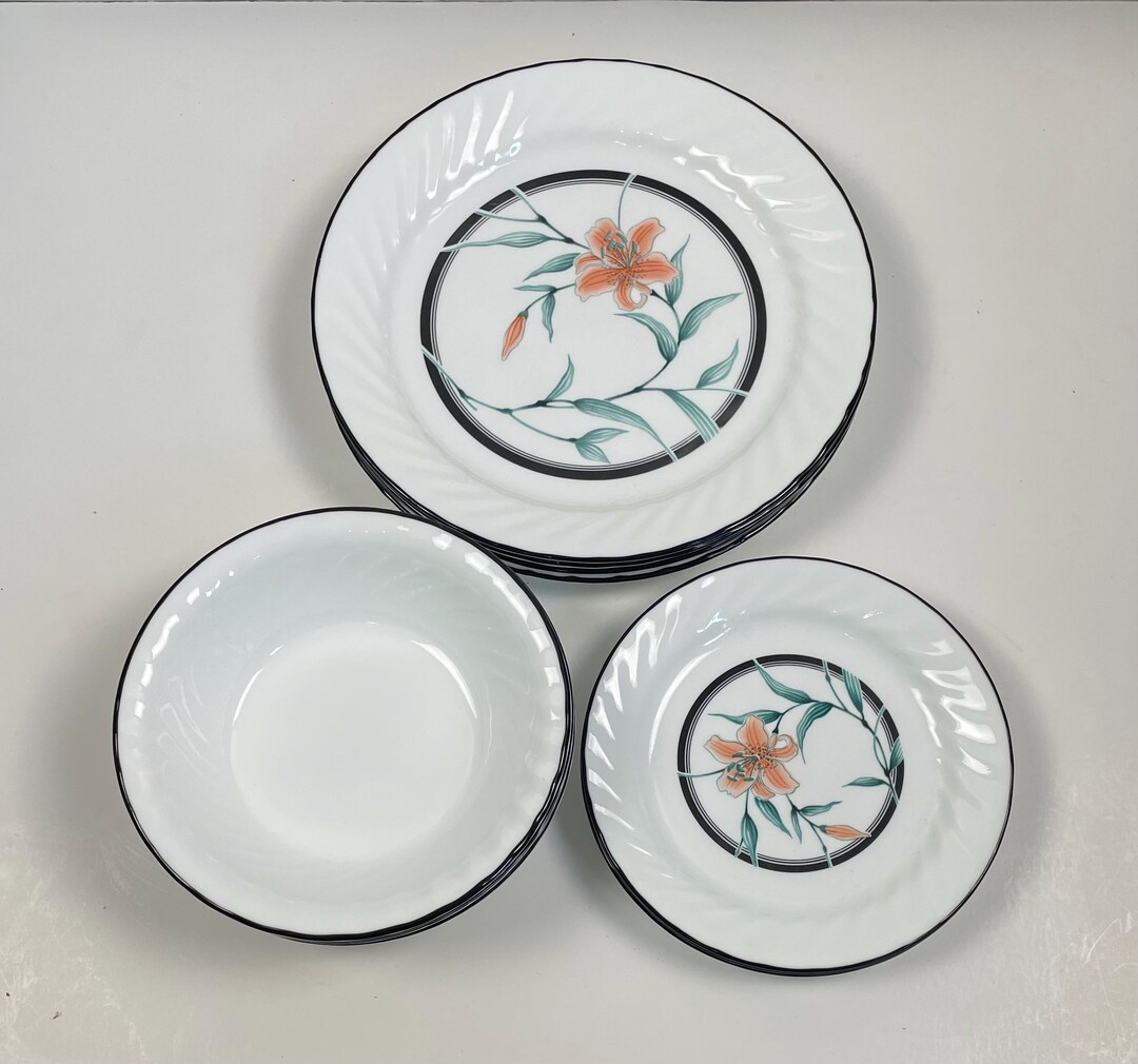 Corelle Tiger Lily by Corning - Swirl Dinner Plates, Salad Plates and ...