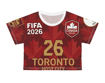 Toronto 2026 Crop Top | Canada Soccer Shirt | FIFA World Cup Apparel | Canadian Football Fan Jersey Tee | Women's Sports Souvenir