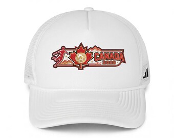 Canada Soccer Patch Trucker Hat | White Mesh Cap