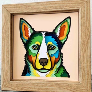 Australian Kelpie 3D Layer SVG/ Kelpie 3D Layere Mandala/ 3D Dog Shadow Box/ Pet Memorial SVG/ Layered Cardstock/ For Cricut/ For Silhouette