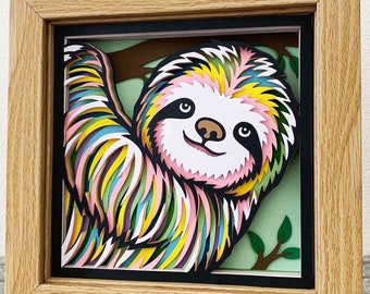 Sloth 3D Layered SVG For Cardstock/ Colorful Sloth Multilayer Cardstock/ 3D Sloth Mandala / Animal Papercraft/ For Cricut/ For Silhouette