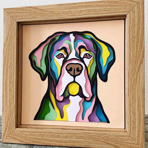 3D Hund überlagert SVG / Cane Corso 3D SVG / Hund Pop Art / Hund Schatten Box / Haustier Layer Cardstock / Pet Memorial / Für Cricut / Für Silhouette