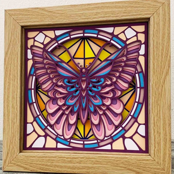Butterfly 3D Mandala SVG/ Butterfly Shadow Box/ 3D Layer SVG Butterfly/ Layered Cardstock/ Stained Glass SVG/ For Cricut/ For Silhouette