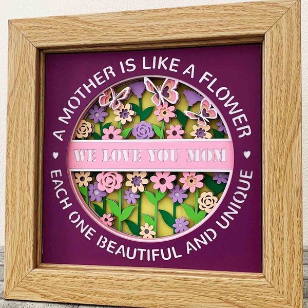 A Mother Is Like A Flower 3D Shadow Box SVG/ Gift For Mom 3D SVG/ Mother's Day Cricut Project/ Mom Wildflower/ For Cricut/ For Silhouette