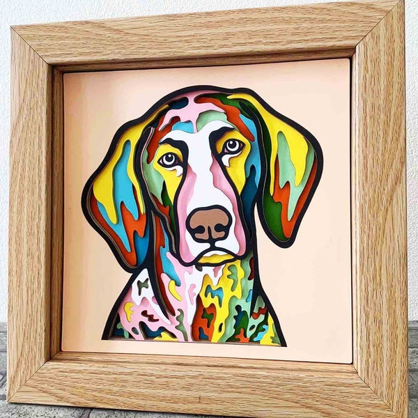 German Shorthaired Pointer 3D Layer SVG/ 3D Colorful Dog/ Dog Shadow Box/ Pet Memorial Gift/ Pet Layer Cardstock/ For Cricut/ For Silhouette