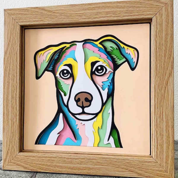 Jack Russell 3D Layered SVG/ Colorful Dog Layer Cardstock/ 3D Dog Shadow Box/ Dog Pop Art/ Pet Memorial SVG/ SVG For Cricut/ For Silhouette