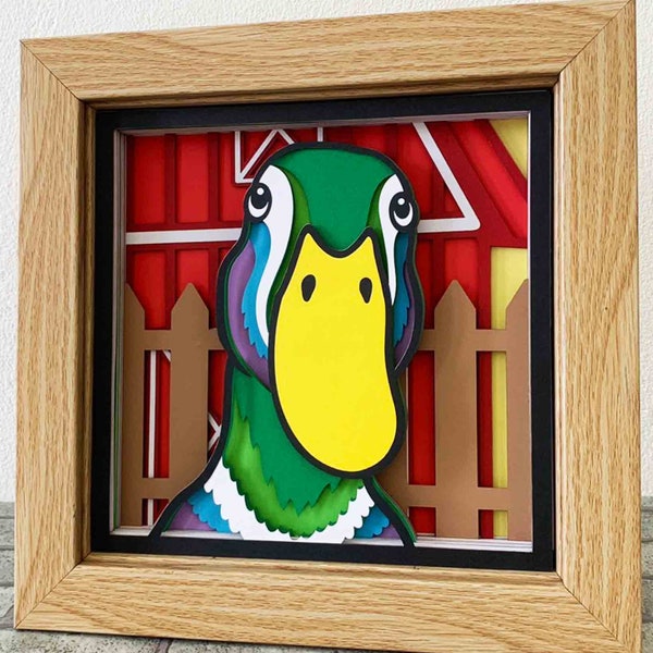 3D Duck Layered SVG For Cardstock/ Farmhouse Decoration/ Colorful Farm Animal Art/ Curious Duck 3D Papercraft/ For Cricut/ For Silhouette