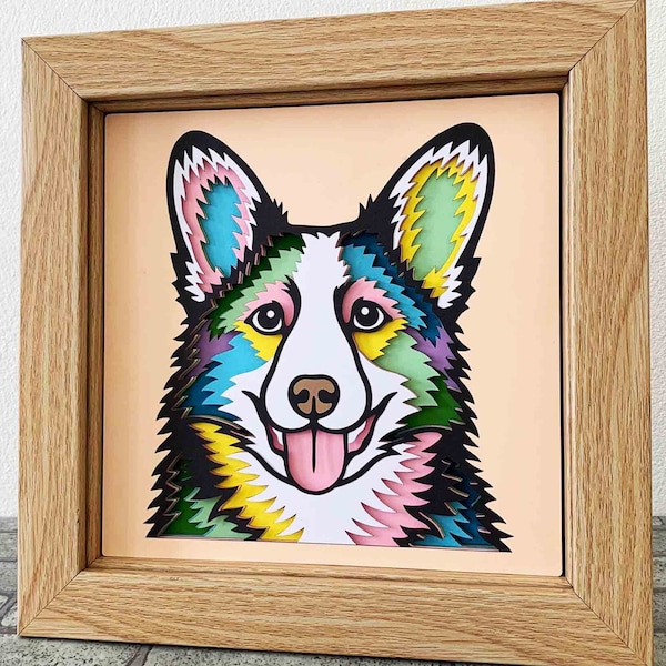 Corgi 3D Layered SVG For Cardstock/ Shadow Box For Pet/ Colorful Dog SVG/ Dog Pop Art/ Pet Memorial Box/ For Cricut Project/ For Silhouette