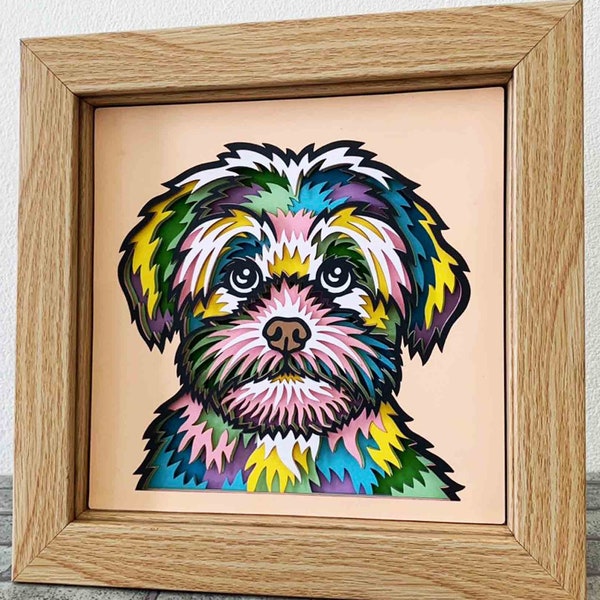 Maltese 3D Layered SVG For Cardstock/ 3D Maltese Shadow Box/ Colorful Dog SVG/ Dog Pop Art/ Pet Memorial Box/ For Cricut/ For Silhouette