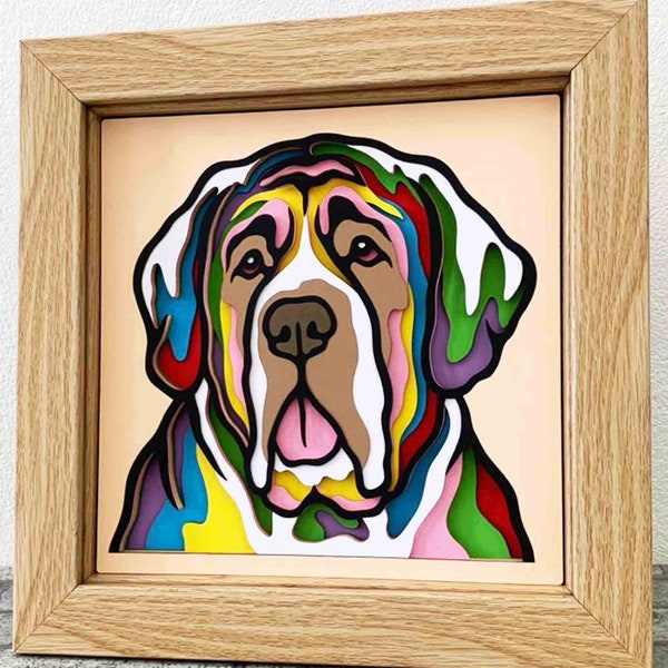 English Mastiff 3D Layered SVG/ Colorful English Mastiff/ 3D Dog Shadow Box/ Pet Memorial/ Pet Layer Cardstock/ For Cricut/ For Silhouette