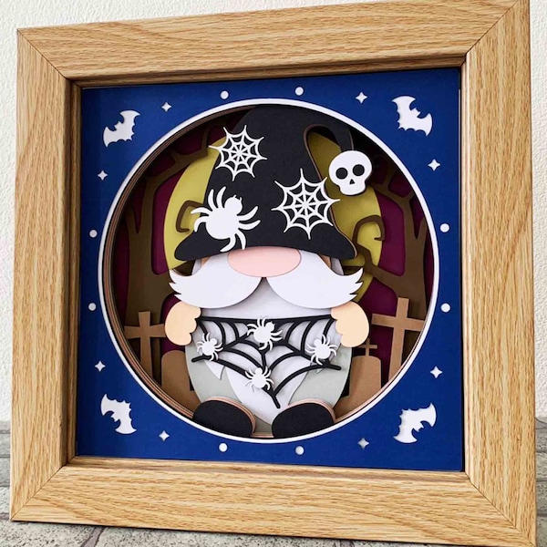 Spider Gnome 3D Shadow Box SVG/ 3D Halloween Gnome Shadow Box/ Halloween Gift Box/ Gnome SVG Cardstock/ For Cricut Project / For Silhouette