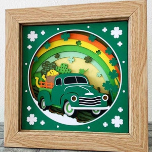 St Patrick's Truck 3D Shadow Box SVG/ 3D Truck Shadow Box/ St Patrick's Day Decoration/ Lucky Truck SVG/ SVG For Cricut/ For Silhouette