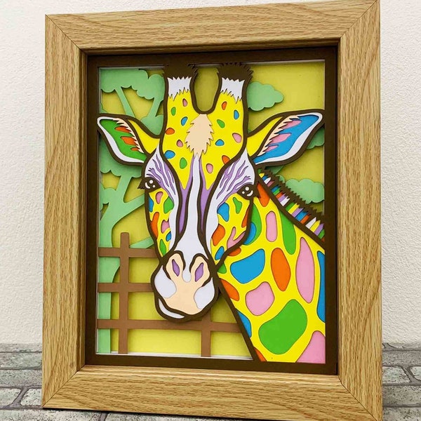 Giraffe 3D Layered SVG For Cardstock/ Colorful Giraffe 3D Multilayer / Giraffe Wall Art/ Zoo Animal Papercraft/ For Cricut/ For Silhouette