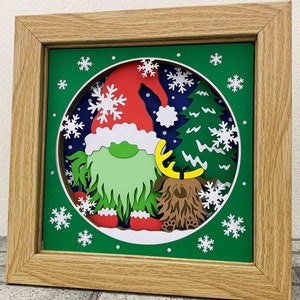 Christmas Gnome 3D Shadow Box SVG/ Steal Christmas Gnome/ Christmas Gift Box/ Gnome Christmas 3D SVG/ SVG File For Cricut/ For Silhouette