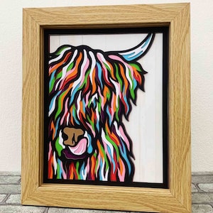 Highland Cow 3D Layered SVG/ Multicolor Cow Cardstock/ Cow Mandala Pop Art/ Highland Cow 3D Papercraft SVG/ File For Cricut/ For Silhouette