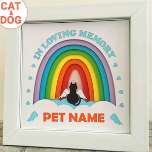 Personalized Pet Memorial Shadow Box SVG/ Rainbow Bridge Layered Cardstock/ In Loving Memory/ SVG File For Cricut/ Shadow Box Gift Pet Loss