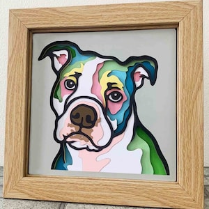American Bulldog 3D Layered SVG For Cardstock/ Colorful Bulldog 3D Multilayer SVG/ Dog Mandala Pop Art/ Pet 3D Papercraft/ SVG For Cricut