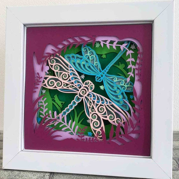 Dragonflies 3D Shadow Box SVG/ Multilayer Dragonfly Mandala/ 3D Layered Cardstock/ Anniversary Gift/ For Cricut/ For Laser/ For Silhouette