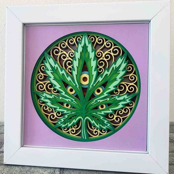 Marijuana Mandala 3D Layered SVG/ Gift For Mandala/ Multilayer SVG For Laser/ Cannabis 3D Cardstock/ SVG File For Cricut/ 3D Layer Mandala
