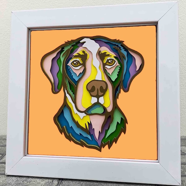 Colorful Labrador 3D Layered SVG/Labrador Dog Shadow Box/ Dog Mandala 3D SVG/ SVG File For Cricut/ Multilayer For Laser/ Glowforge File Pet