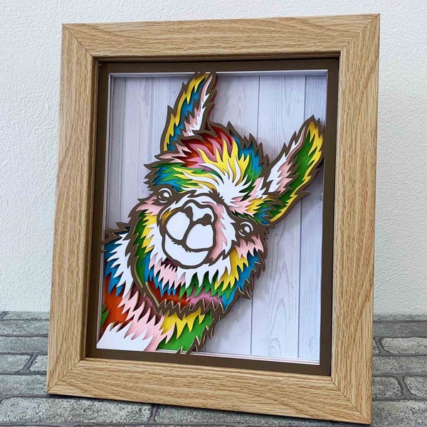 Peeking Llama 3D Layered SVG For Cardstock/ Colorful Alpaca Multilayer SVG/ Llama Mandala Pop Art/ Animal 3D Papercraft/ SVG File For Cricut