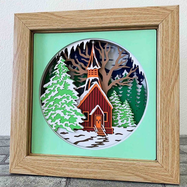 Rustic Church 3D Shadow Box SVG/ Church Christmas Cricut Project/ Religious Art/ Winter Church Layered Cardstock/ For Cricut/ For Silhouette Rustic Church 3D Shadow Box SVG/ Church Christmas Cricut Project/ Religious Art/ Winter Church Layered Cardstock/ For Cricut/ For Silhouette