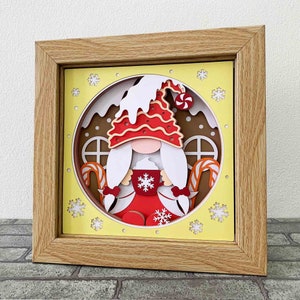 Heißer Kakao Gnom 3D Schatten Box / Lebkuchenhaus Weihnachten Layer SVG / Weihnachtsgeschenk Box / 3D Gnom Weihnachten / Für Cricut / Für Silhouette