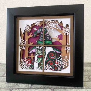 Halloween Witch Peeking At The Window Shadow Box SVG/ Halloween Home Decoration/ Holiday Papercraft SVG/ Holiday Cricut Project/ For Cricut