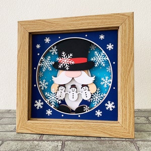 Bonhomme de neige Gnome 3D Shadow Box SVG / projet Cricut hiver / papier cartonné 3D hiver Gnome / Gnome hiver 3D SVG / fichier SVG pour Cricut / pour Silhouette