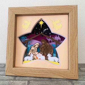 Crèche de Noël 3D SVG / papier cartonné 3D Nativité / Décoration de Noël / Papercraft religieux de Noël / SVG pour Cricut / pour Silhouette