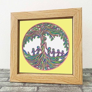 Moeder van zes 3D-mandala SVG/ Moeder levensboom-mandala/ Meerlaagse Moederdag/ Cadeau voor mama/ SVG voor Cricut Project/ Shadow Box 3D SVG