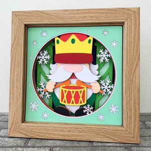 Quebra-nozes gnome 3d sombra caixa svg/bonito gnome sombra caixa/caixa de presente de natal/3d quebra-nozes natal svg/svg para cricut/para silhueta