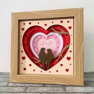 Love Birds 3D Layer SVG/ Multilayer Heart SVG/ Love Birds Shadow Box/ Decorazione di San Valentino/ Regalo di anniversario/ Per progetto Cricut/ Per Silhouette