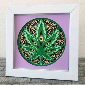 Marijuana Mandala 3D Layered SVG/ Regalo per Mandala/ Multilayer SVG per Laser/ Cannabis 3D Cardstock/ File SVG per Cricut/ 3D Layer Mandala