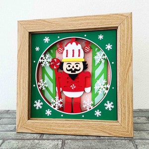 Caixa de sombra de quebra-nozes 3D/Quebra-nozes fofo Camada 3D SVG/Artesanato Cricut de Natal/Projeto Cricut de Natal/SVG para Cricut/Para Silhueta