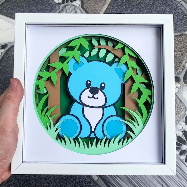 Teddy Bear Shadow Box SVG/ Cub Baby Shower 3D Layer SVG/ Woodland Animal/ Baby Nursery Decoration/ SVG For Cricut Project/ For Silhouette Teddy Bear Shadow Box SVG/ Cub Baby Shower 3D Layer SVG/ Woodland Animal/ Baby Nursery Decoration/ SVG For Cricut Project/ For Silhouette