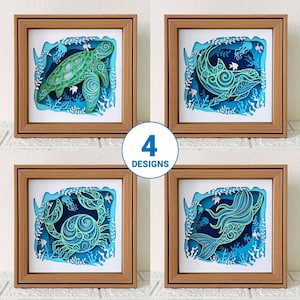Meeresbewohner 3D Shadow Box SVG / The Ocean Mandala 3D / Sommer Cricut Projekt / SVG-Datei für Cricut / 3D-Layer Laser SVG / Light Box Template