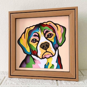 Puggle 3D Shadow Box SVG / Bunter Puggle 3D Papierschnitt / Cricut Haustier-Gedenkgeschenk / 3D Hund Schichtkarton / SVG für Cricut / für Silhouette