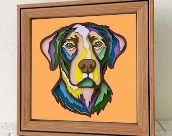 Labrador 3D Shadow Box SVG/ Colorful Labrador Papercut Art/ 3D Dog Layer Cardstock/ Cricut Pet Memorial Gift/ For Cricut/ For Silhouette