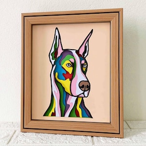 Dobermann 3D Schatten Box SVG - beschnittene Version/ Bunter Hund Papierschnitt/ 3D Hund Schicht Karton/ Cricut Hund Gedenkstätte/ Für Cricut / Für Silhouette